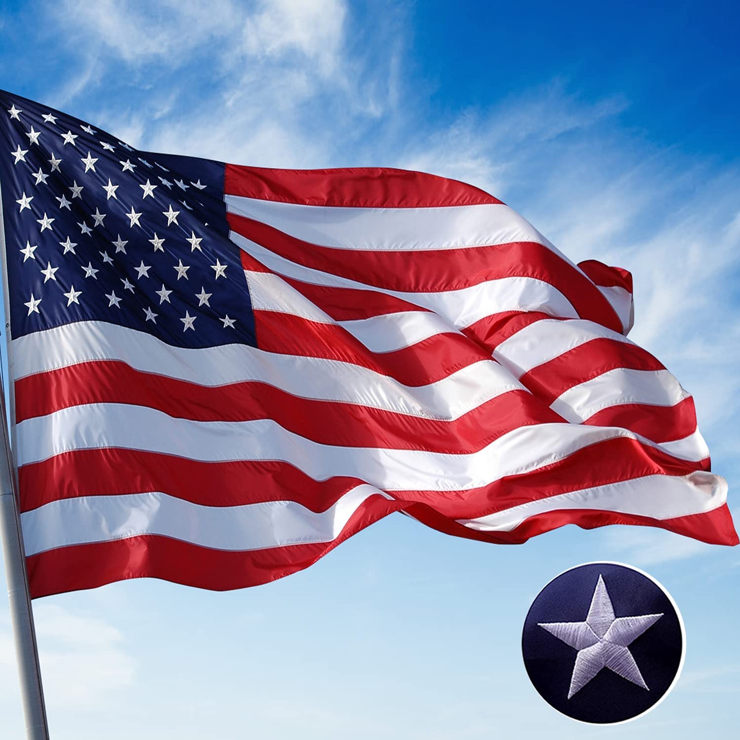 2 Pack: 3x5 ft Embroidered American Flag