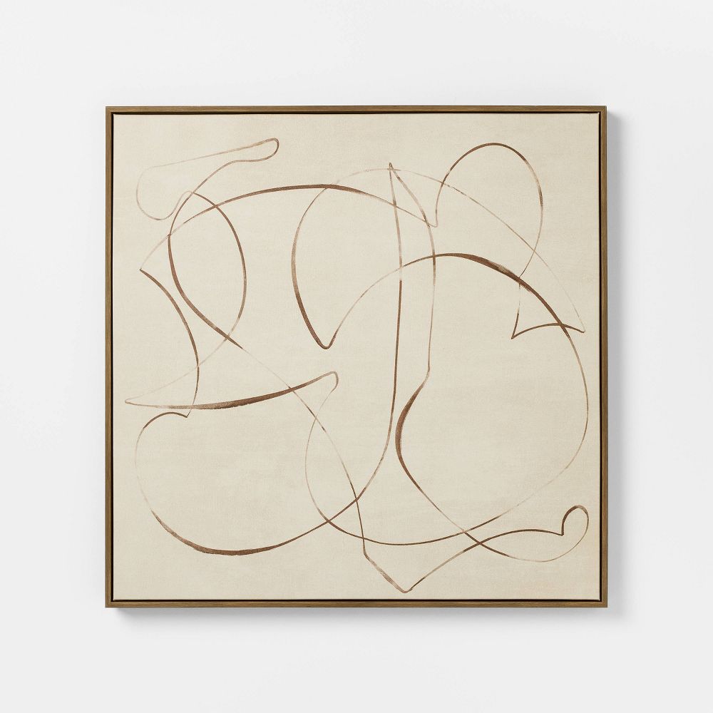 30"x30" Line Abstract Framed Canvas Wall Art - Threshold designed with Stud
