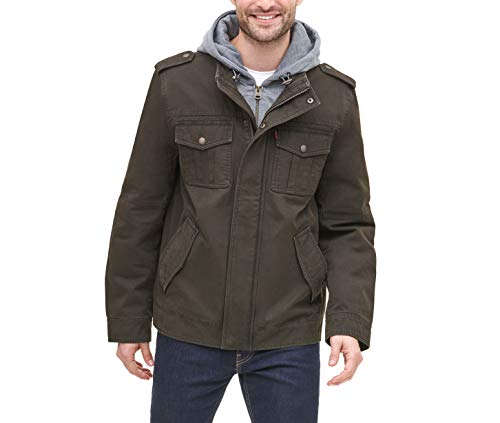 MEN'S LEVI'S® WASHED COTTON SHERPA-LINED JACKET SIZE: MEN M - DARK BROWN - New