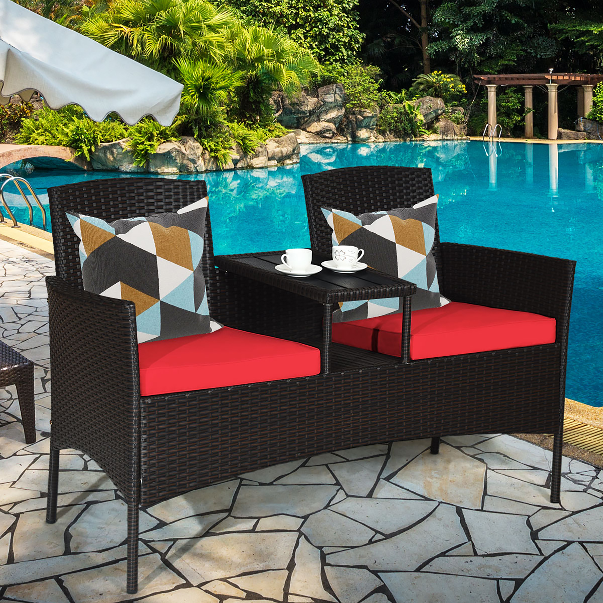 Costway Patio Rattan Conversation Set
