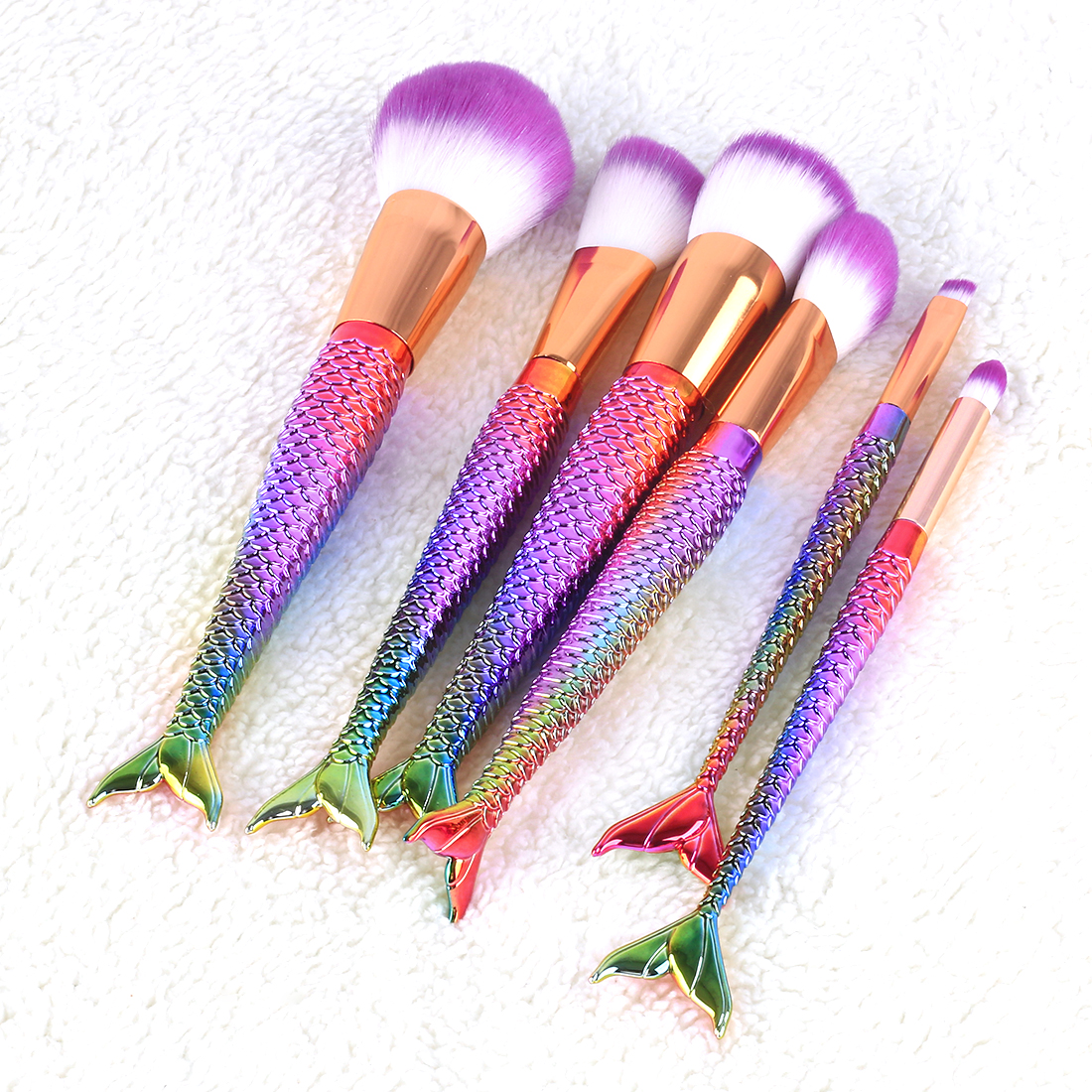 Mermaid Tail Makeup Brushes Set of 6 BelleChic