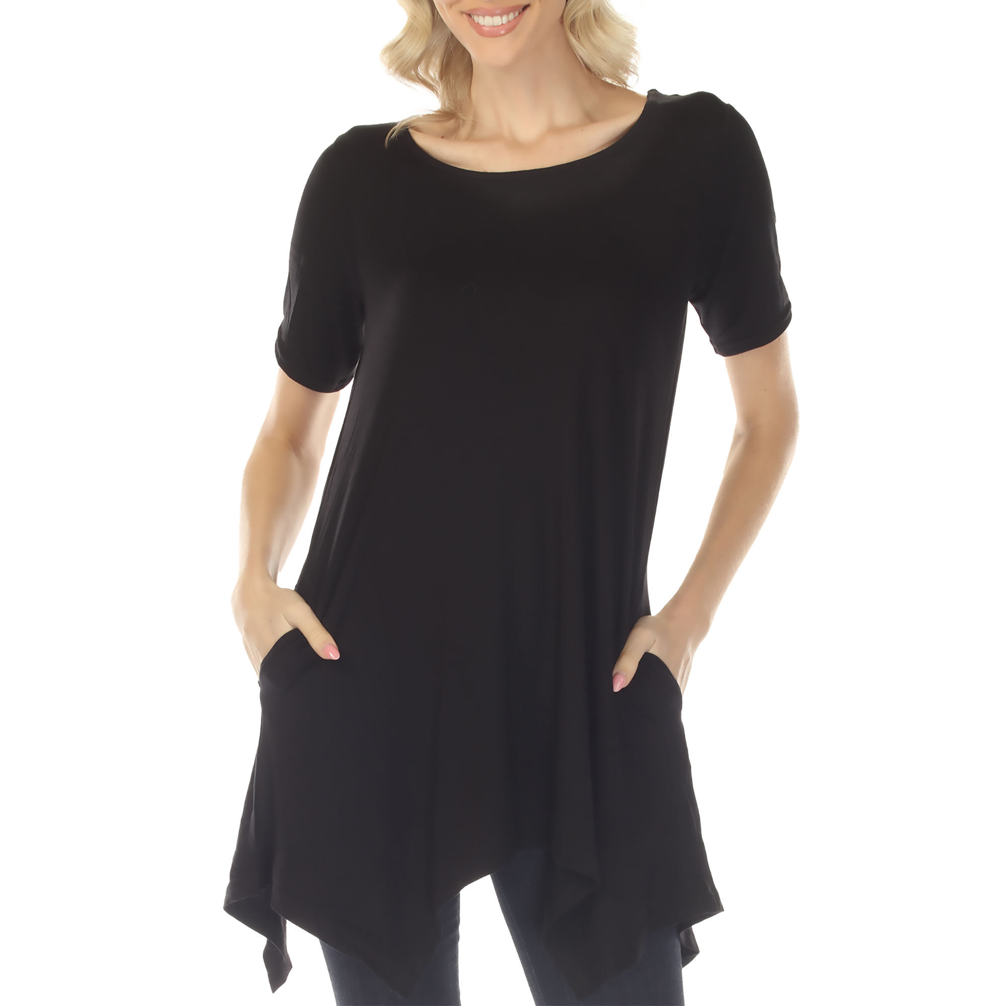 White Mark Short Sleeve Swing Tunic Top, Women's, S-XL