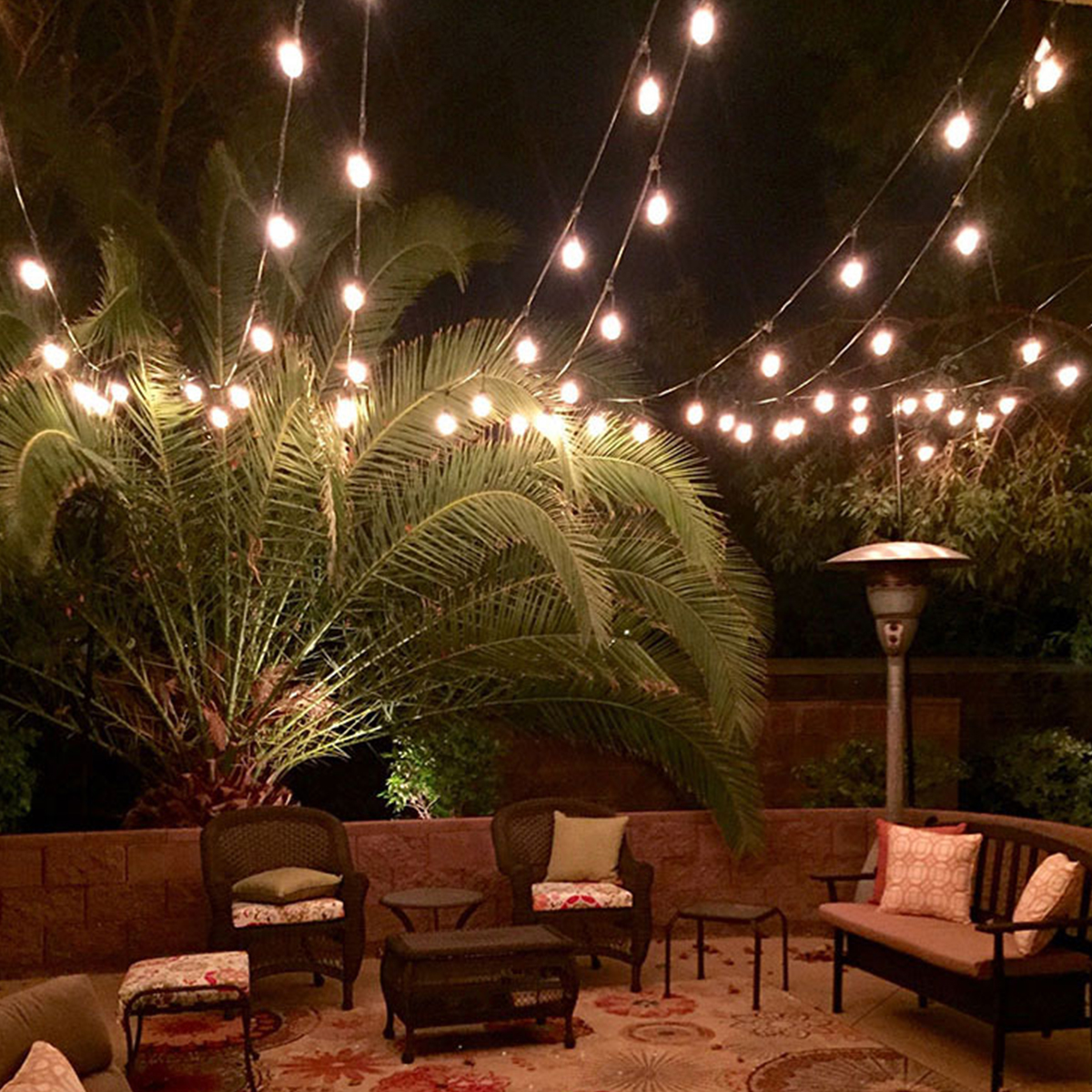 96FT LED Commercial Grade Patio Globe String Lights