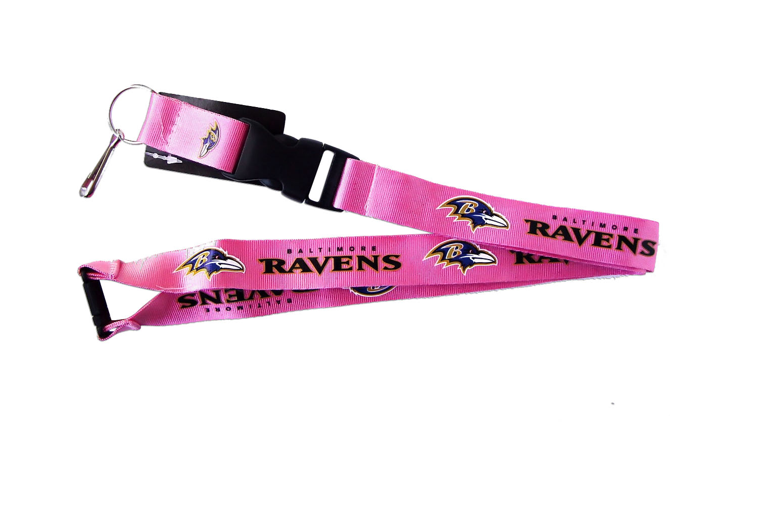 NFL Lanyard Keychain Batch Id Holder Baltimore Ravens Pink Tanga