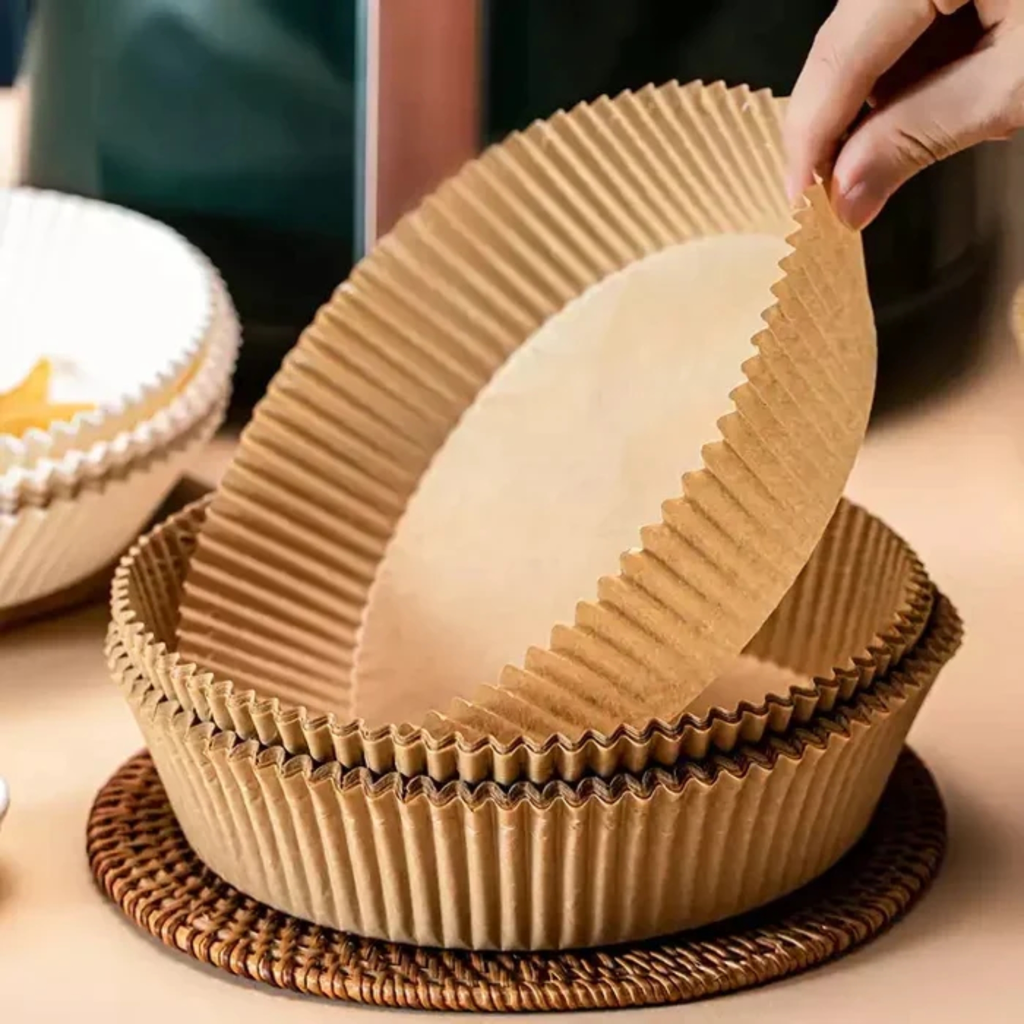 50-Piece Non-Stick Disposable Round Air Fryer Liners 6.3"