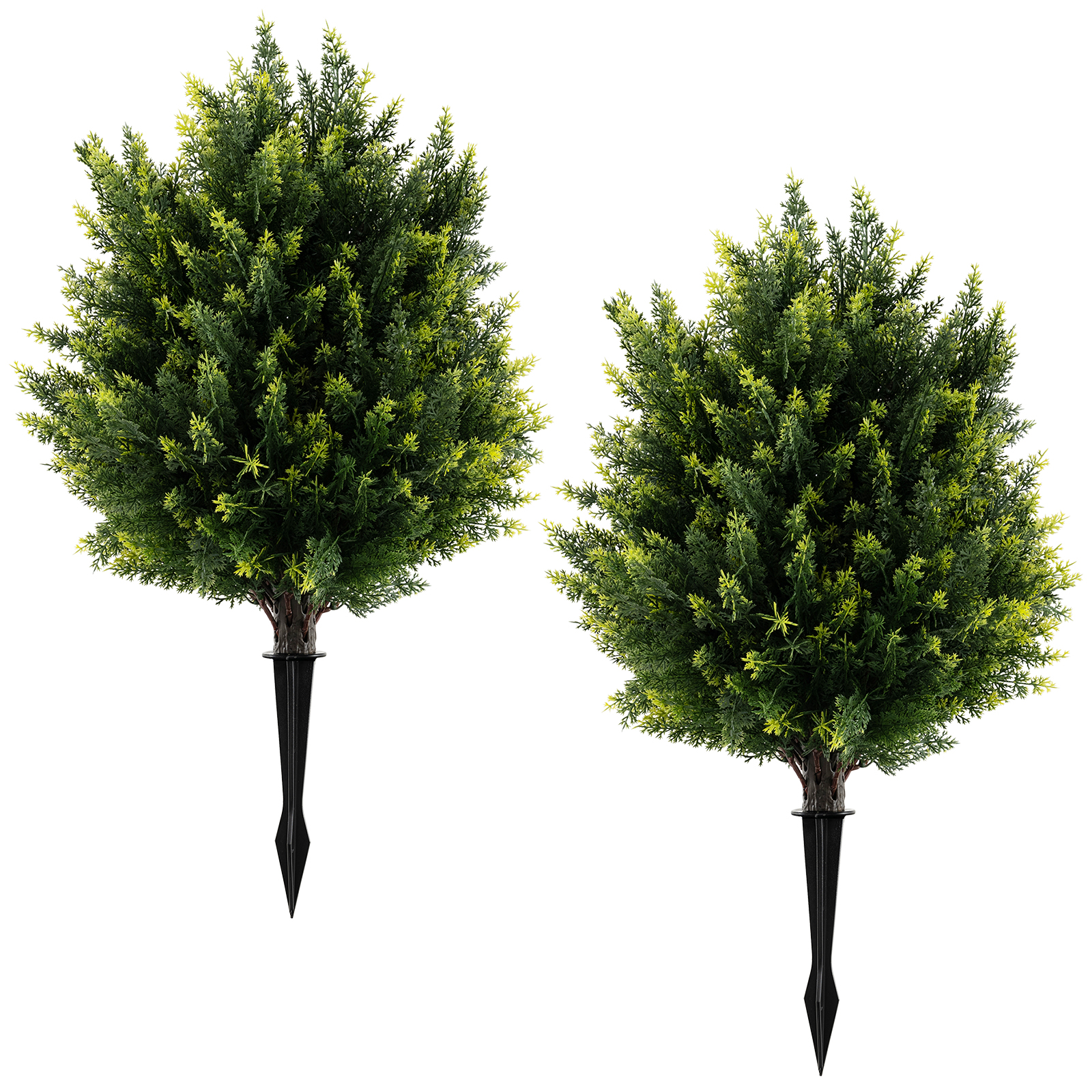 Costway 2 Pack 24" Artificial Cypress Topiary Ball Tree Set w/Ground Spike Decoration