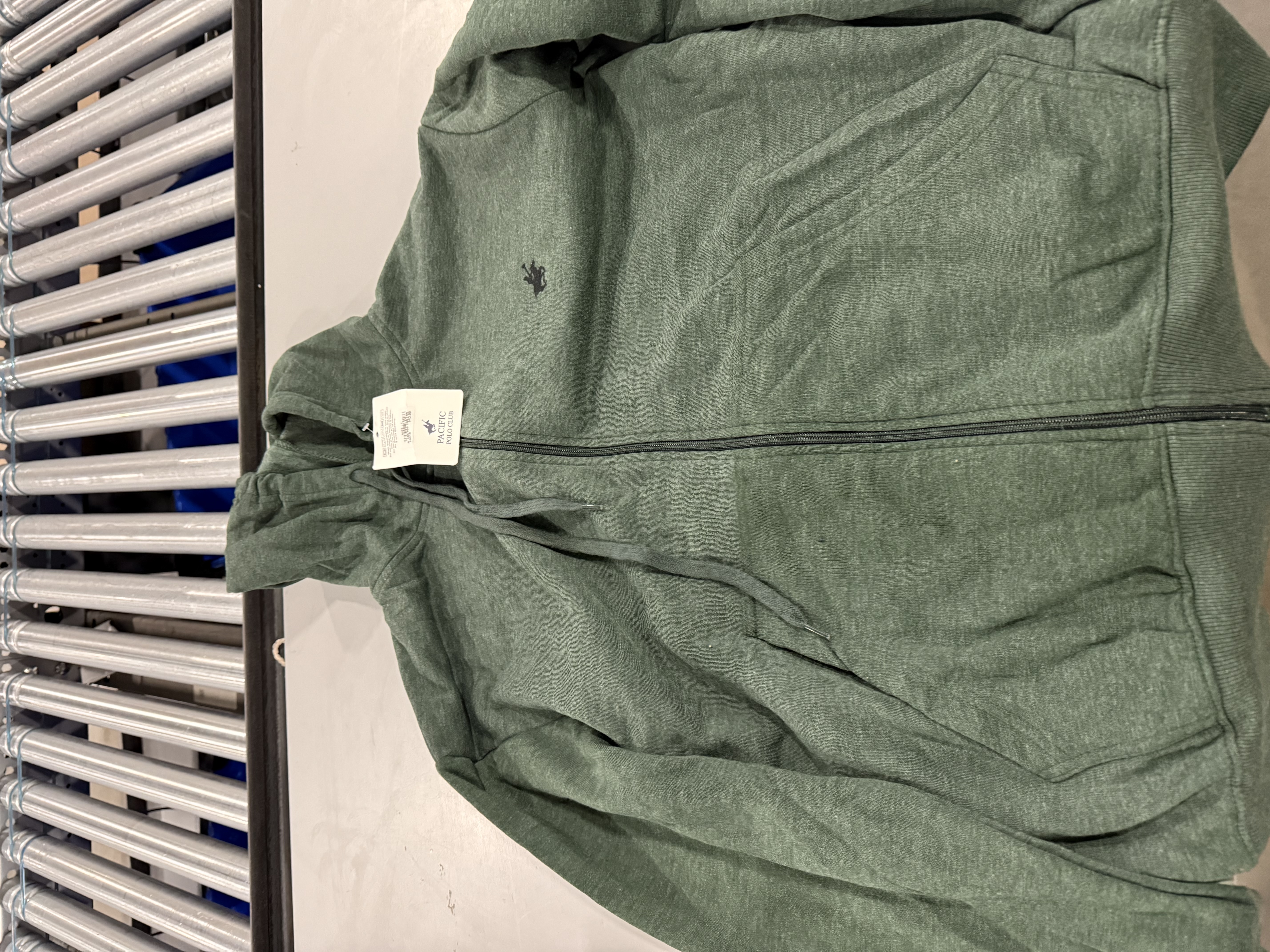 PACIFIC POLO CLUB FLEECE FULL-ZIP HOODIES - SIZE: MEN L GREEN - GREEN - New
