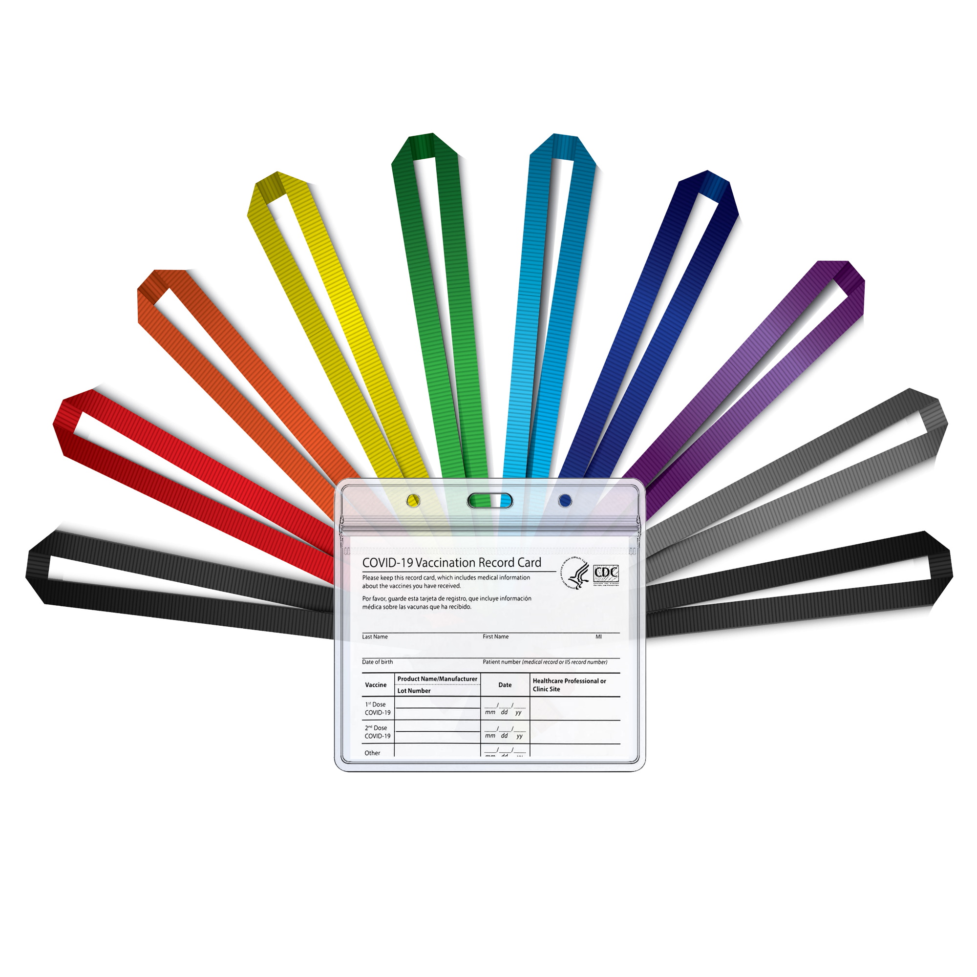 5-Pack: Waterproof Clear Vaccination Card Holder & Lanyard