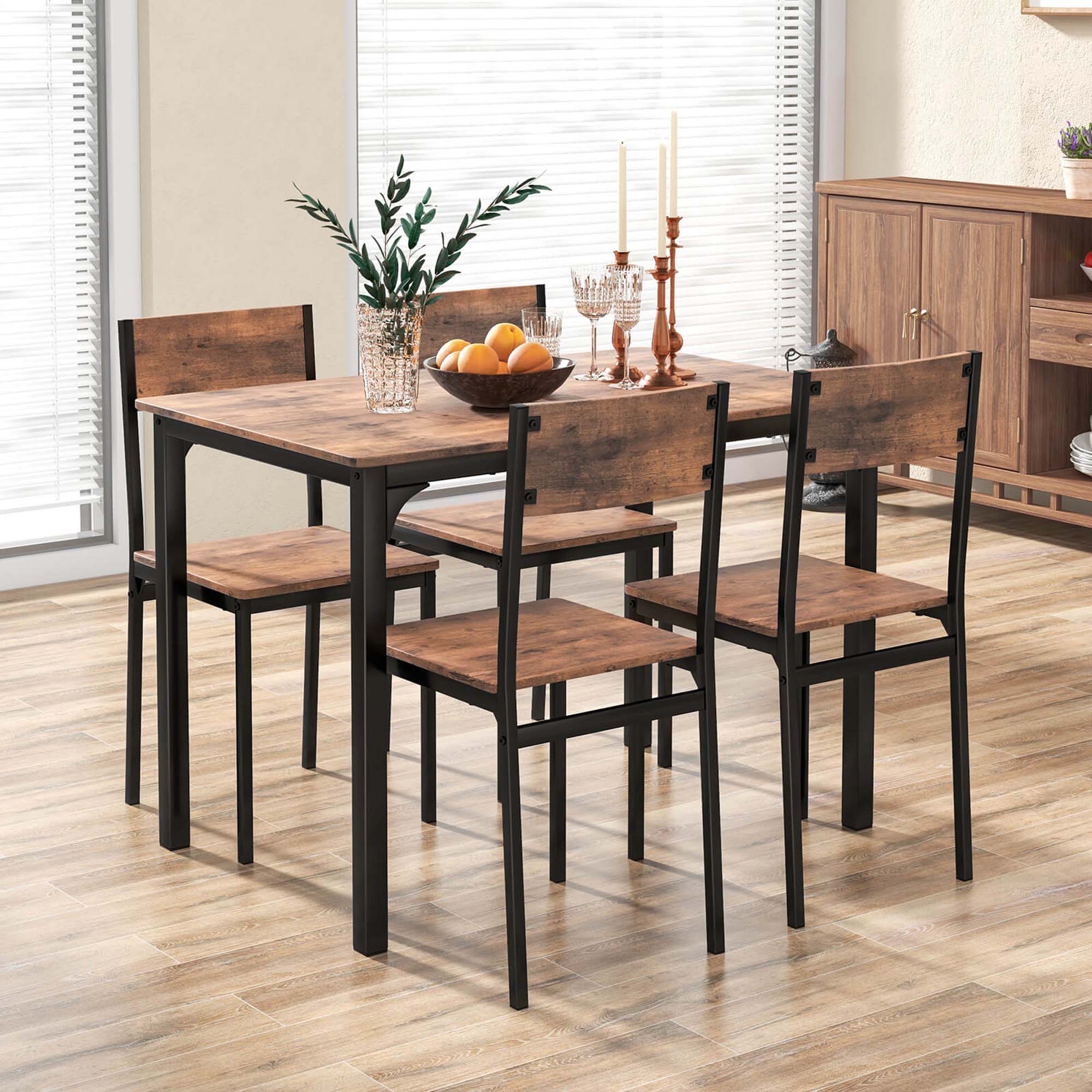 5 Piece Dining Table Set Industrial Style Kitchen Table and Chairs for 4