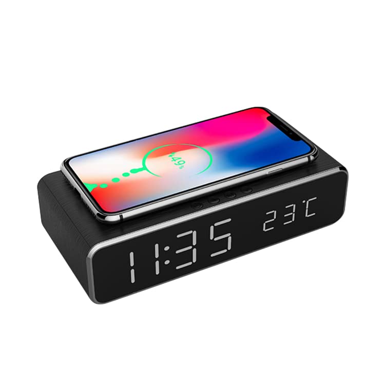 Wireless Charging LED Alarm Clock with Wall Adapter