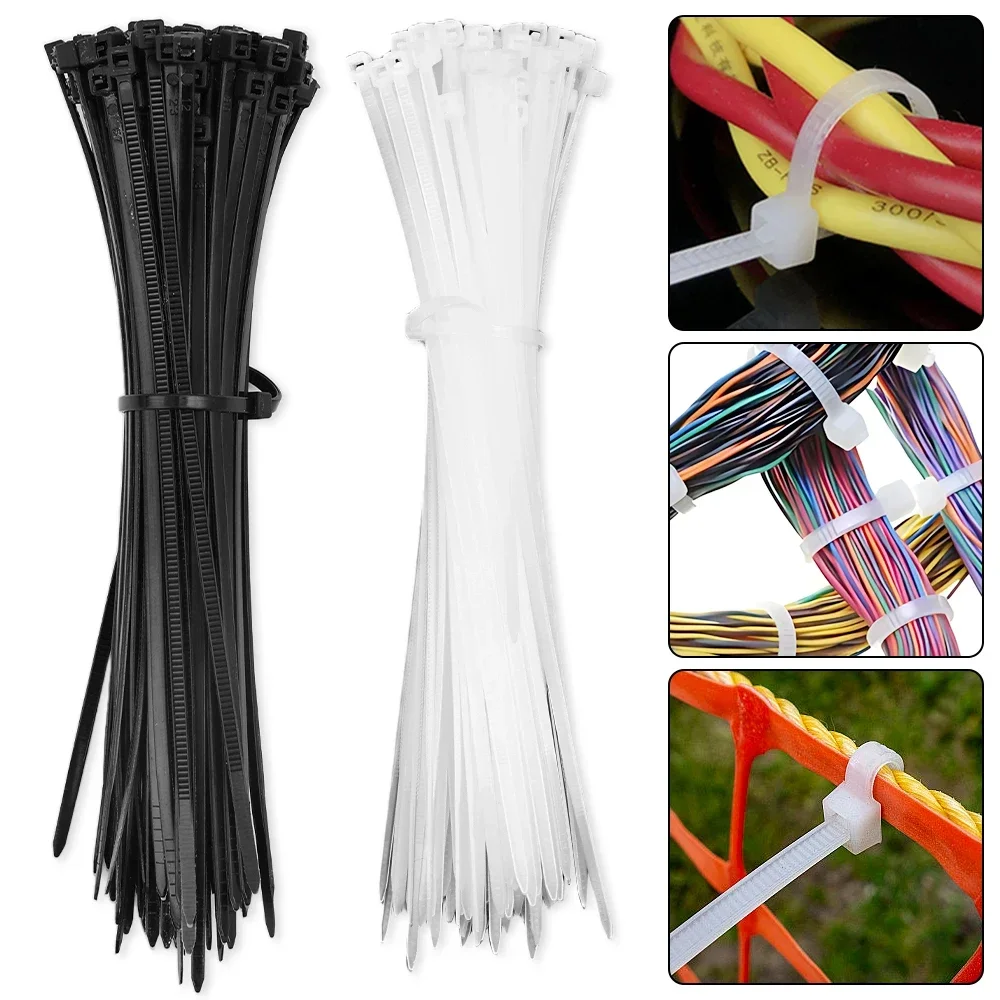300-Pack 3mm*150mm Black Wholesale Plastic Nylon Cable Ties Self-locking Cord Straps Adjustable Cables