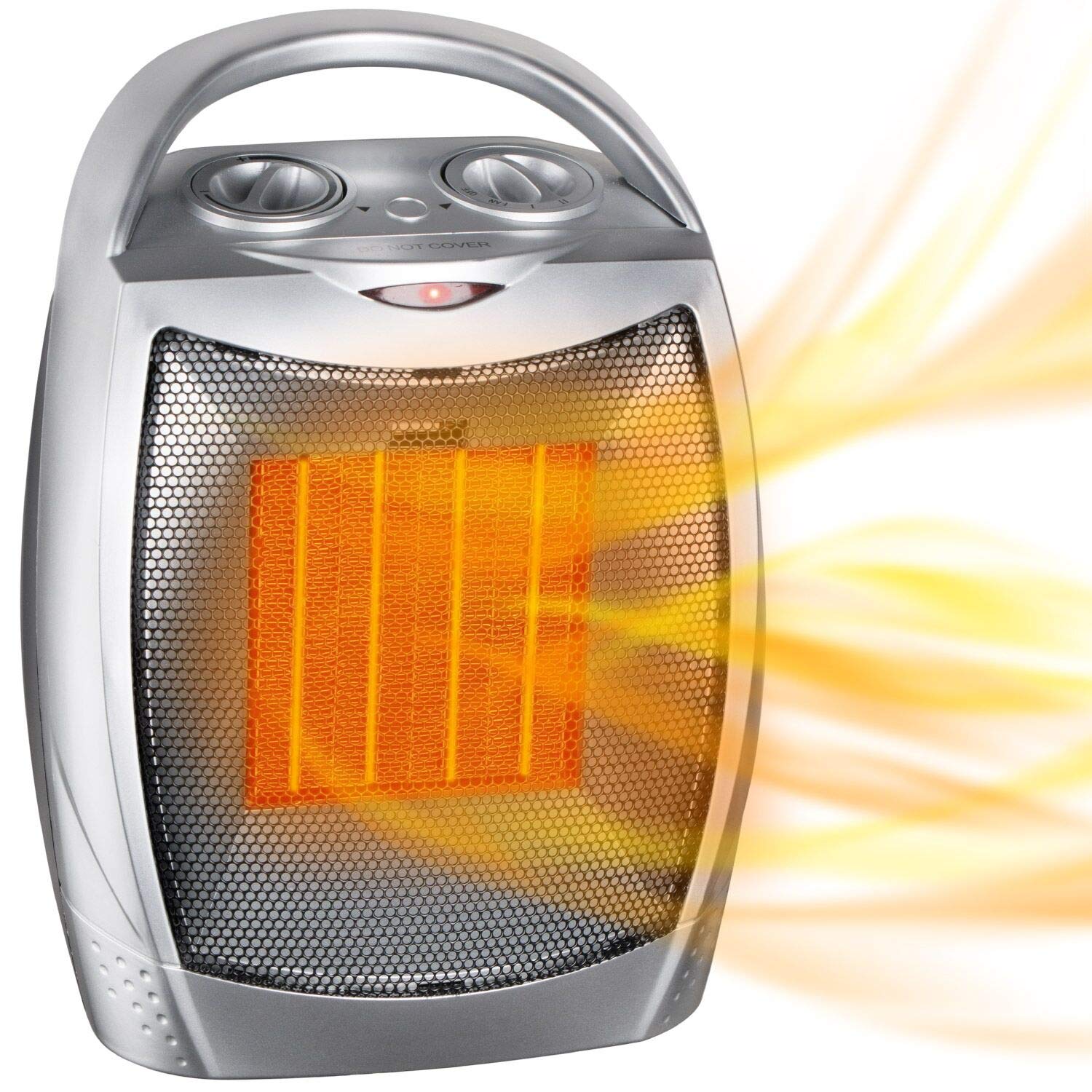 GiveBest Portable Electric Space Heater with Thermostat 1500W/750W Safe - Silver