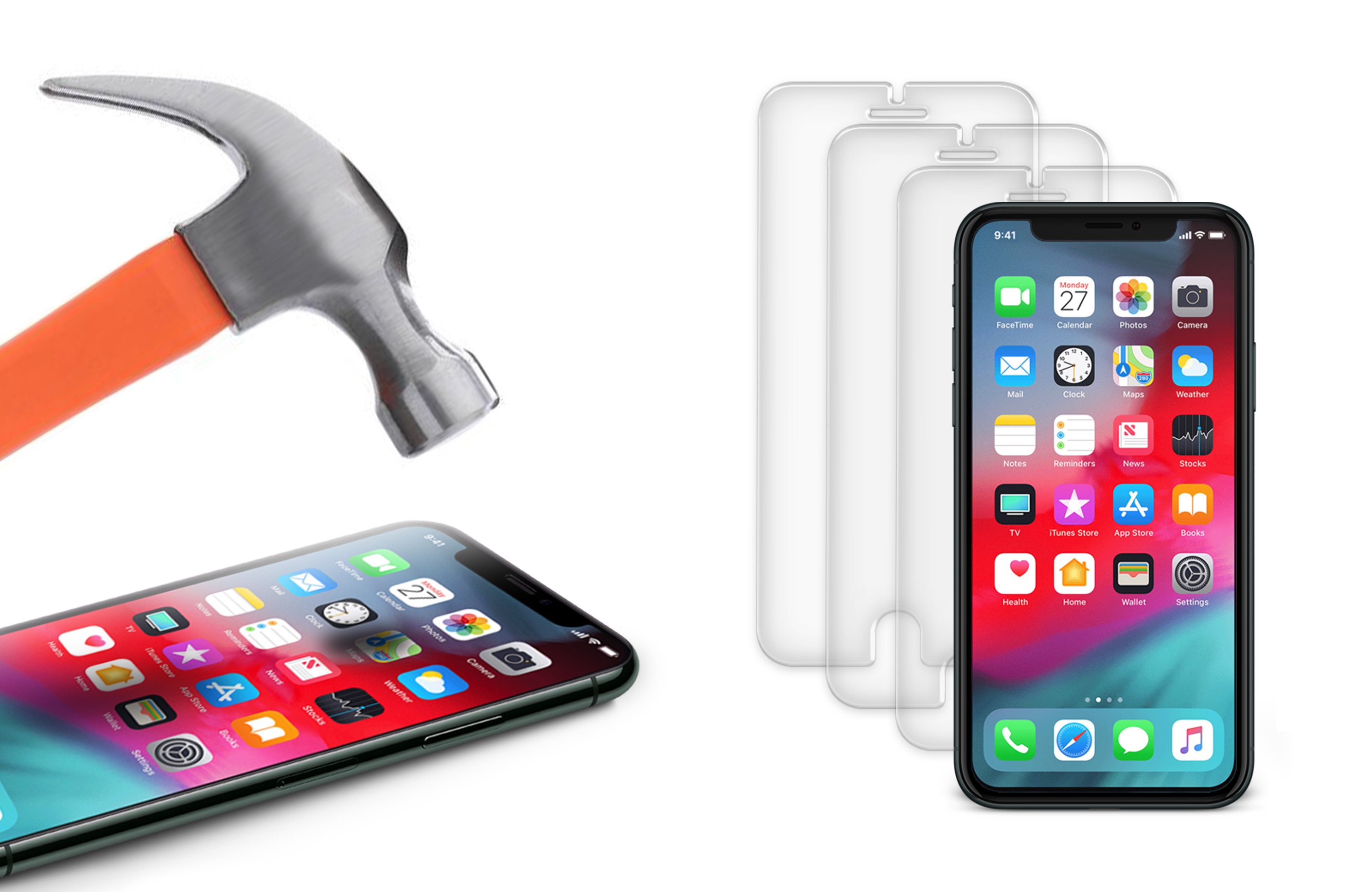 3-Pack ShatterGuardz Tempered-Glass Screen Protectors for Apple iPhones