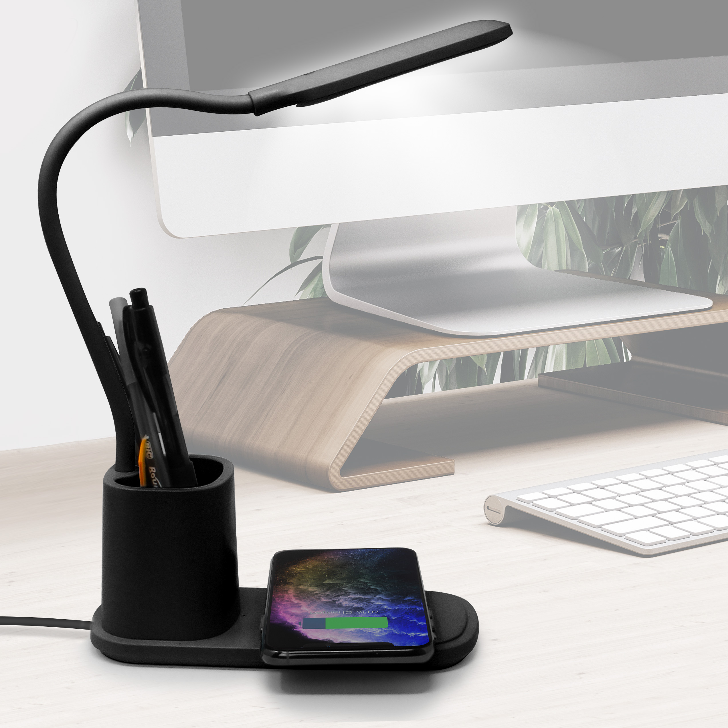 Aduro U-Light 3-in-1 Desk Organizer (Wireless Qi Charger, LED Lamp, Pen Holder)