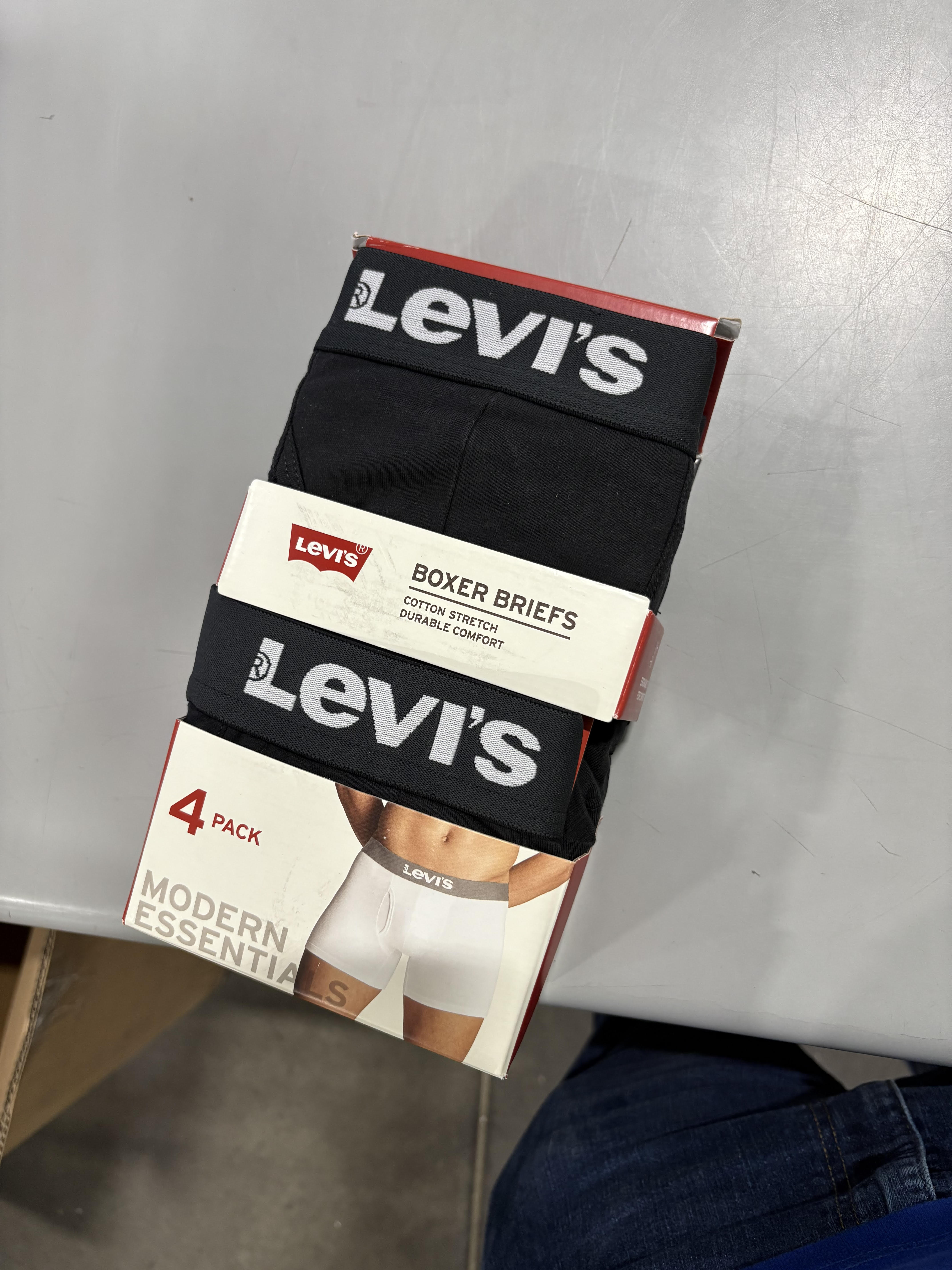 LEVI'S MEN SOLID BASIC BLACK BOXER 4P - SIZE: MEN XL - BLACK - New
