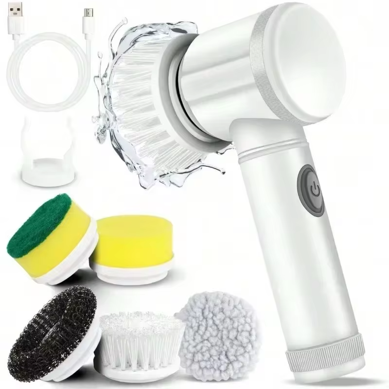 Electric Spin Scrubber Bathroom Cleaning Brush with 5 Replaceable Brush Heads