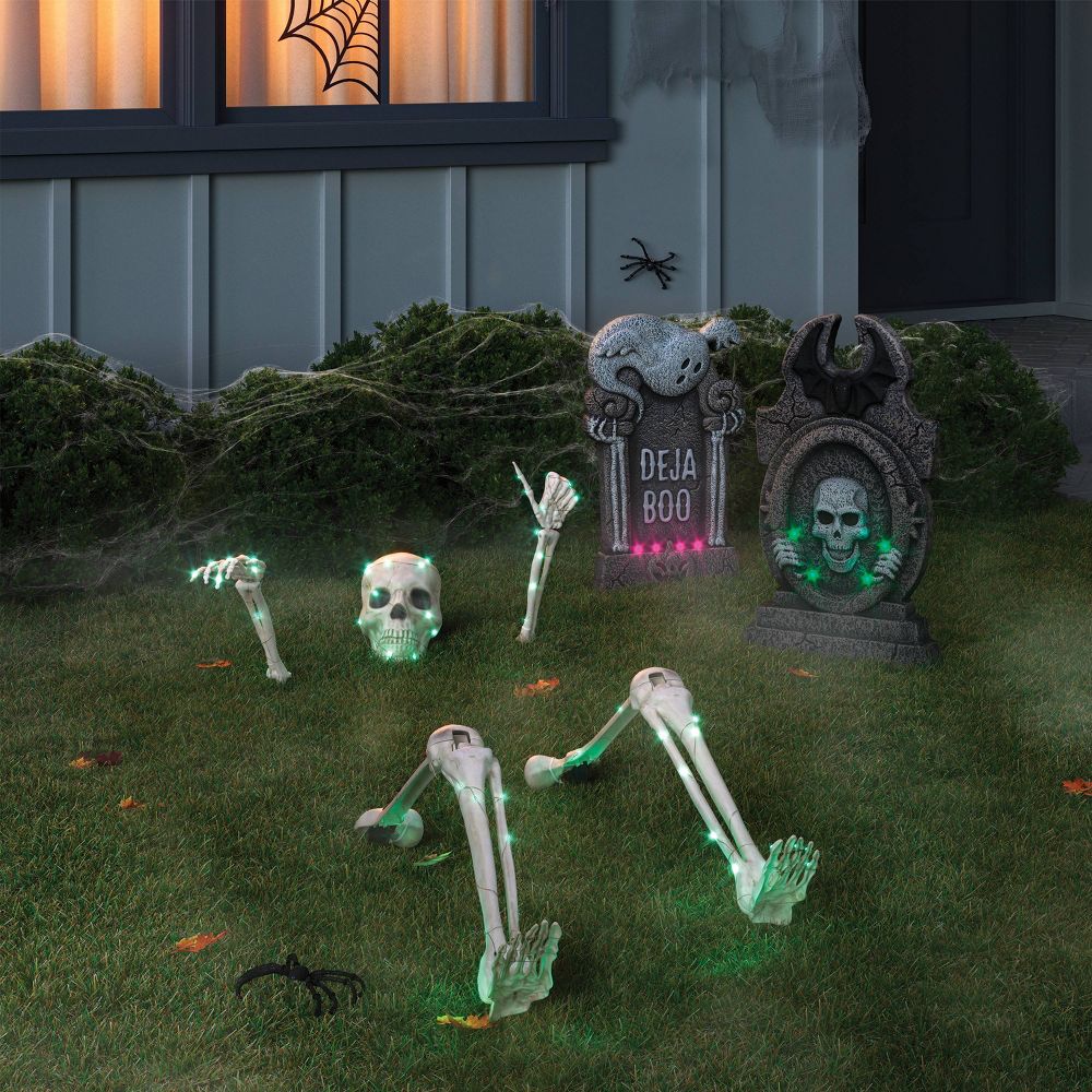 5pc Skeleton Parts Stake Lights Halloween Decorative Prop Off White - Hyde