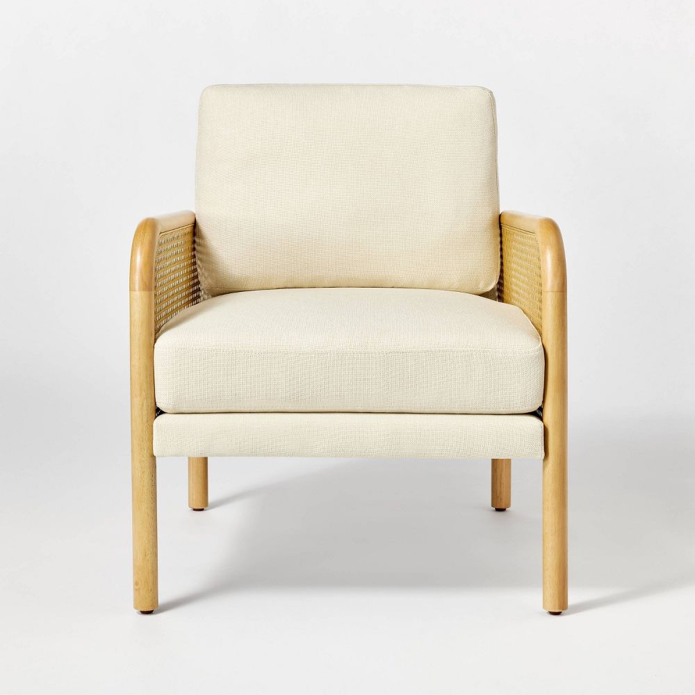 Cane and Upholstered Accent Chair Cream - Threshold™