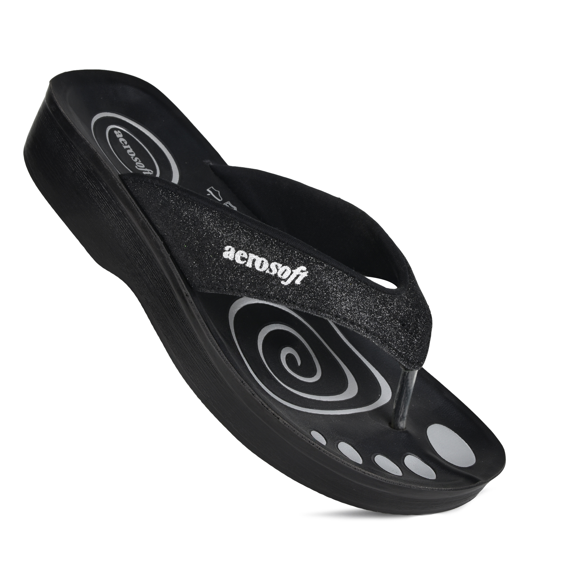 AEROSOFT Women's Arch Support Glitter Thong Sandals