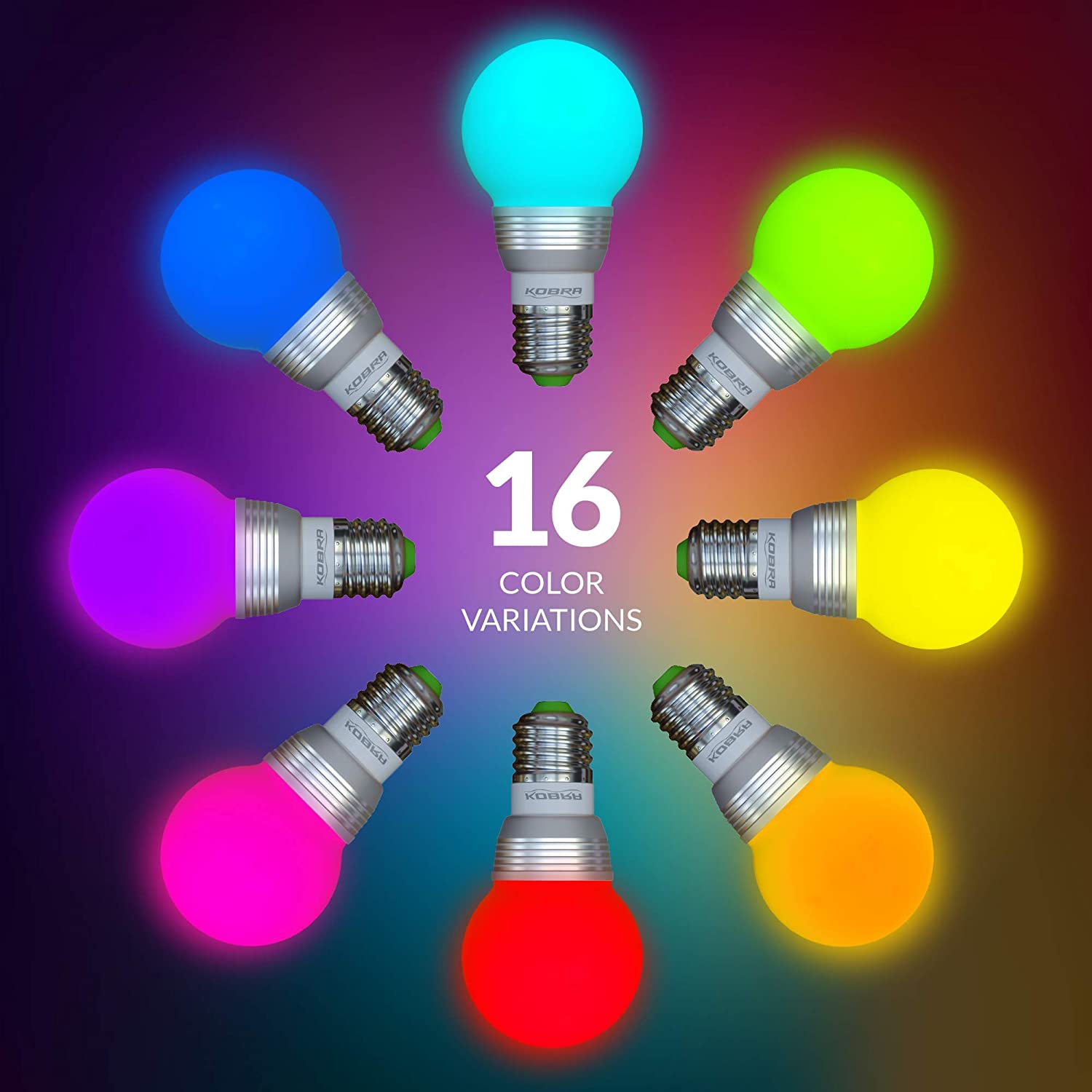 4-Pack Kobra LED Color Changing Light Bulbs with Remote Control
