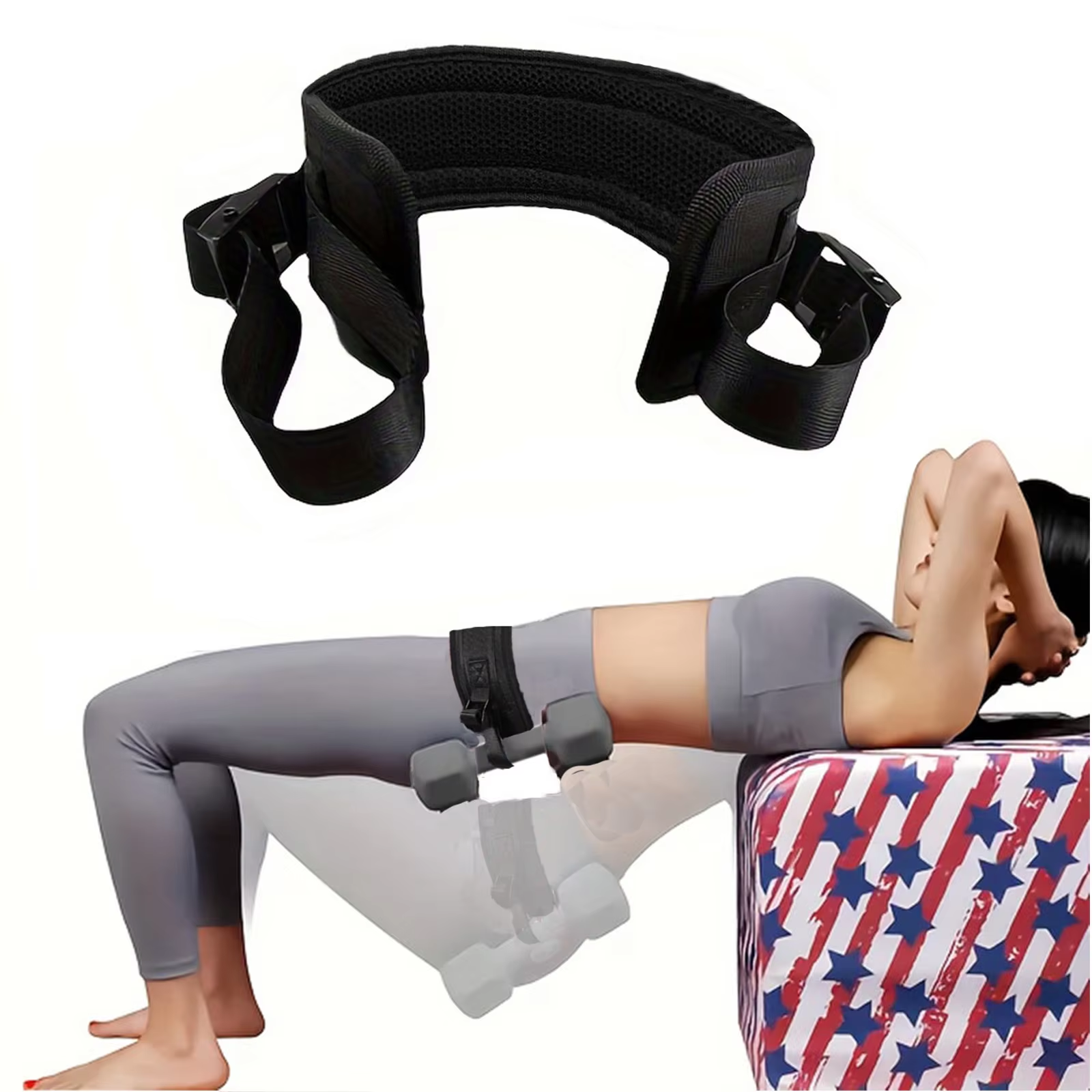 Hip Thrust Belt for Effective Glute Bridge Squat Lunge and Dip Exercises,Enhances Booty Workout with Dumbbells
