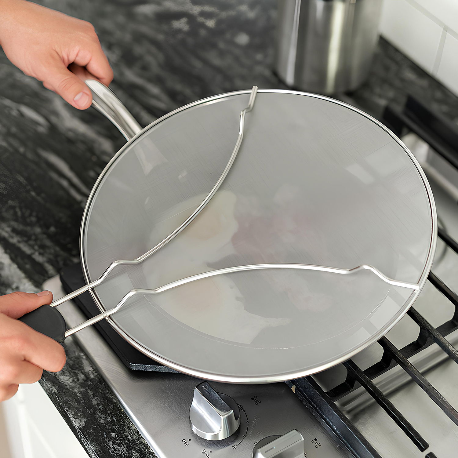 ELK Stainless Steel Grease Splatter Screen - 13 Inch Mesh Guard for Frying Pans