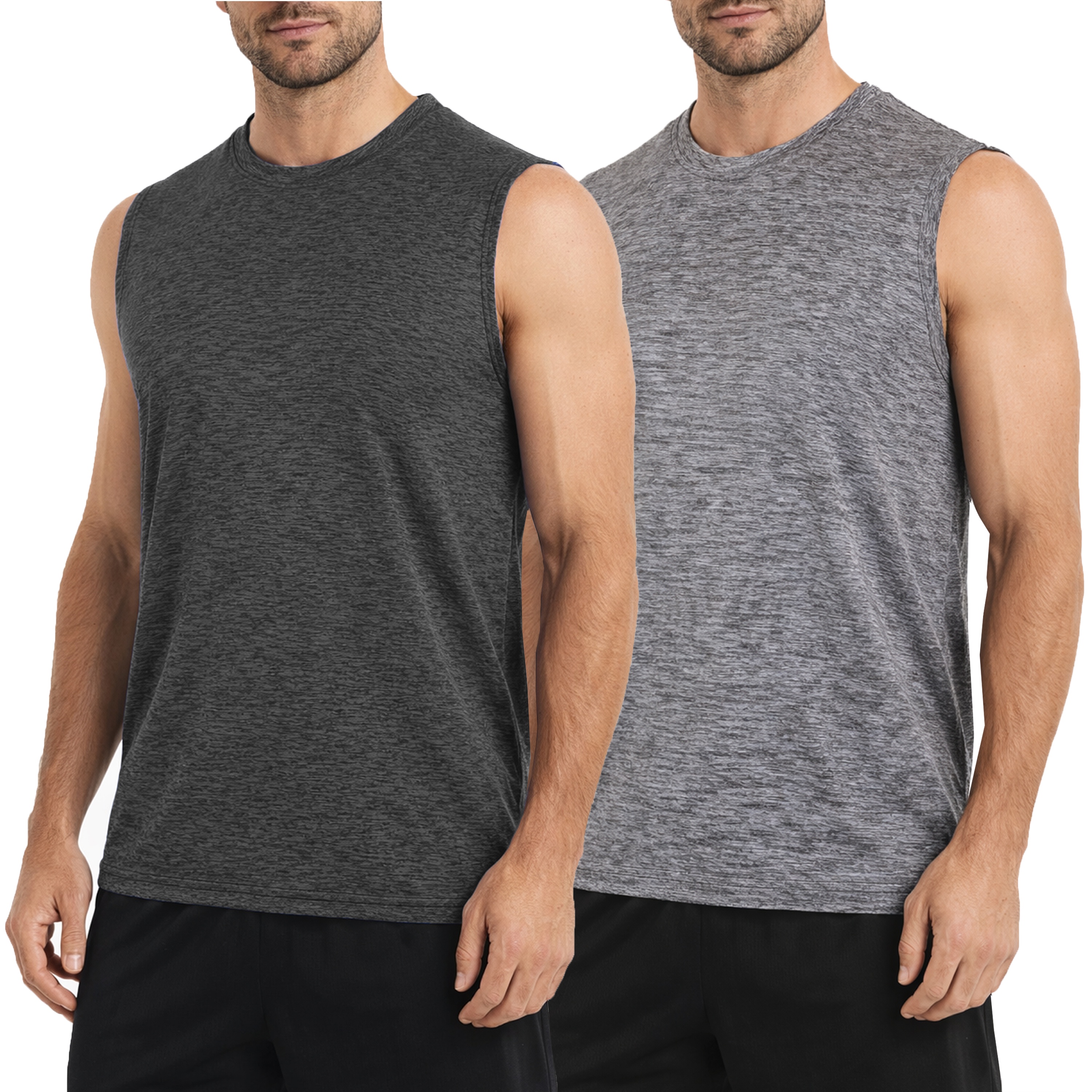 2-Pack Men's Moisture Wicking Performance Sleeveless Muscle Tee (S - 3XL)