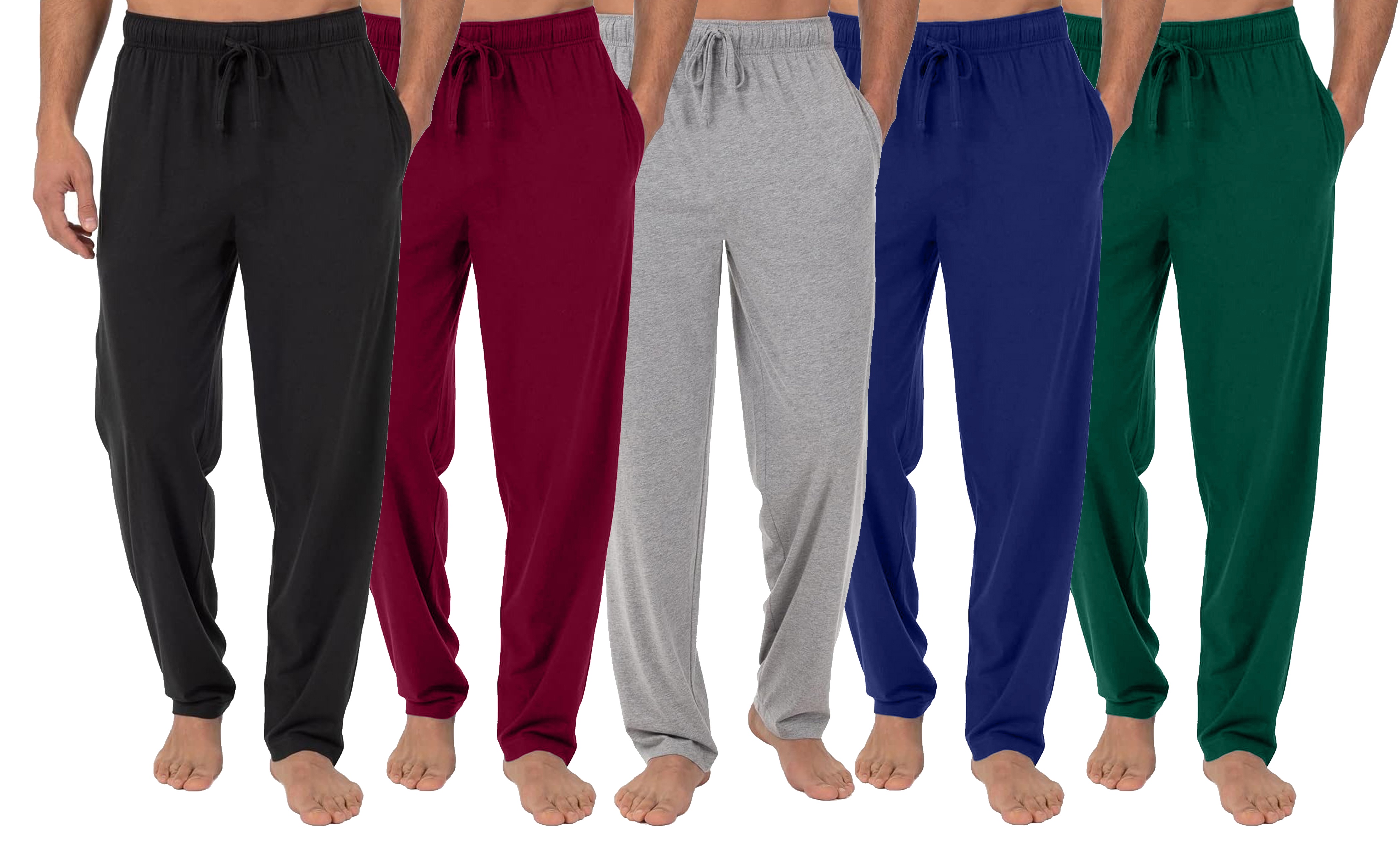 5-Pack Men's Classic Sleep & Lounge Pants - Modern Fit, Elastic Waist, Lightweight Fabric