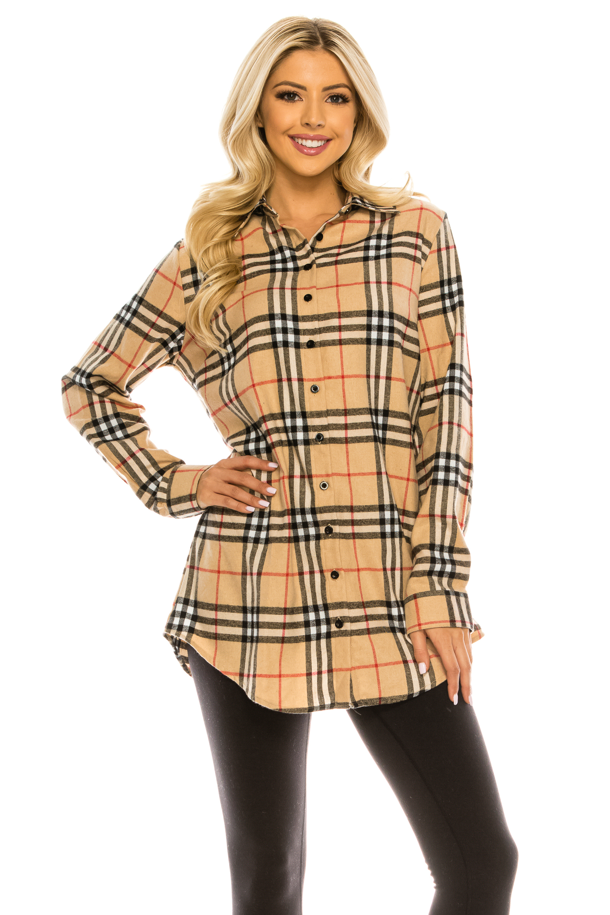 Women's Flannel Tunic Shirt S-3X