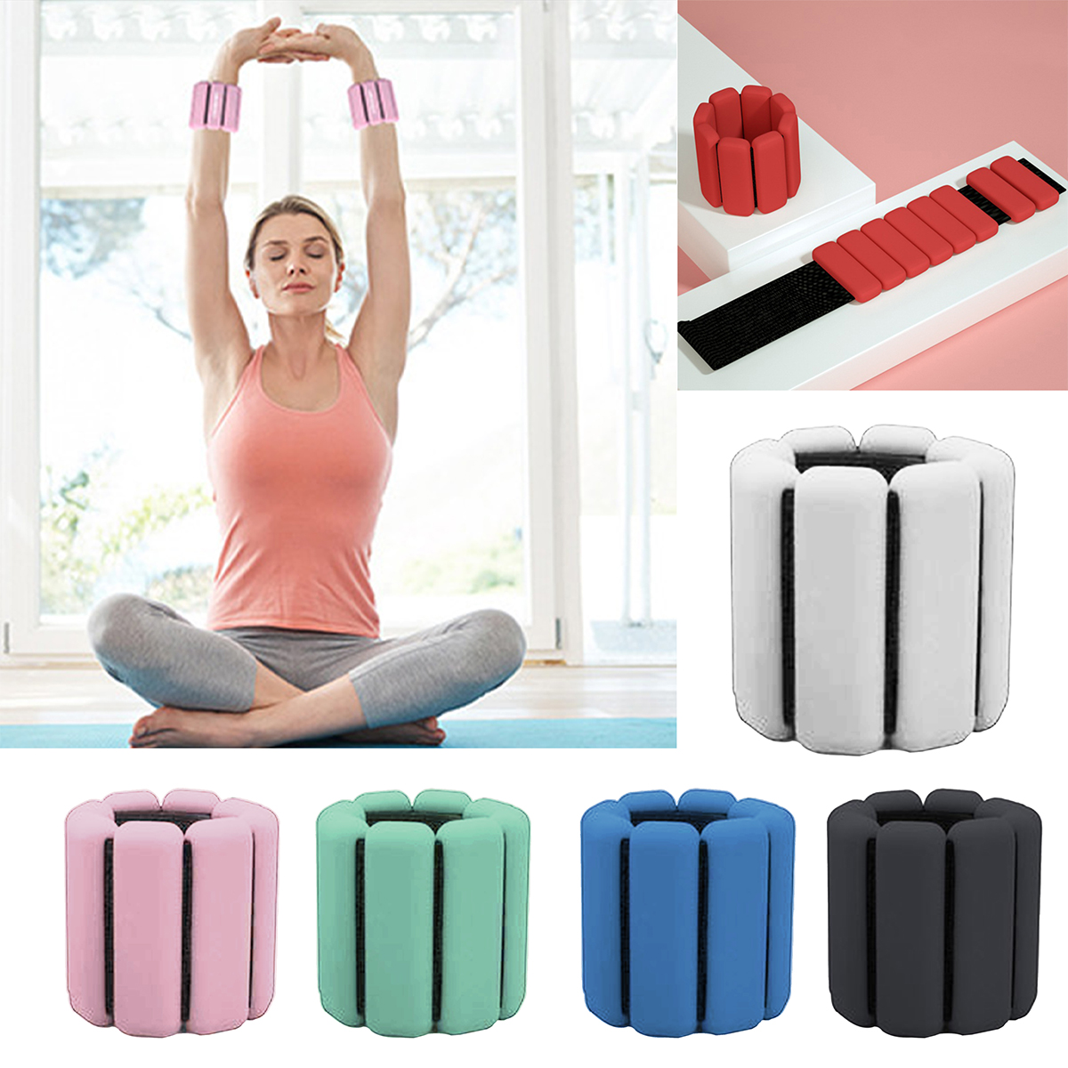 Set of 2 (1lb & 2lb ) Adjustable Wearable Wrist & Ankle Weights
