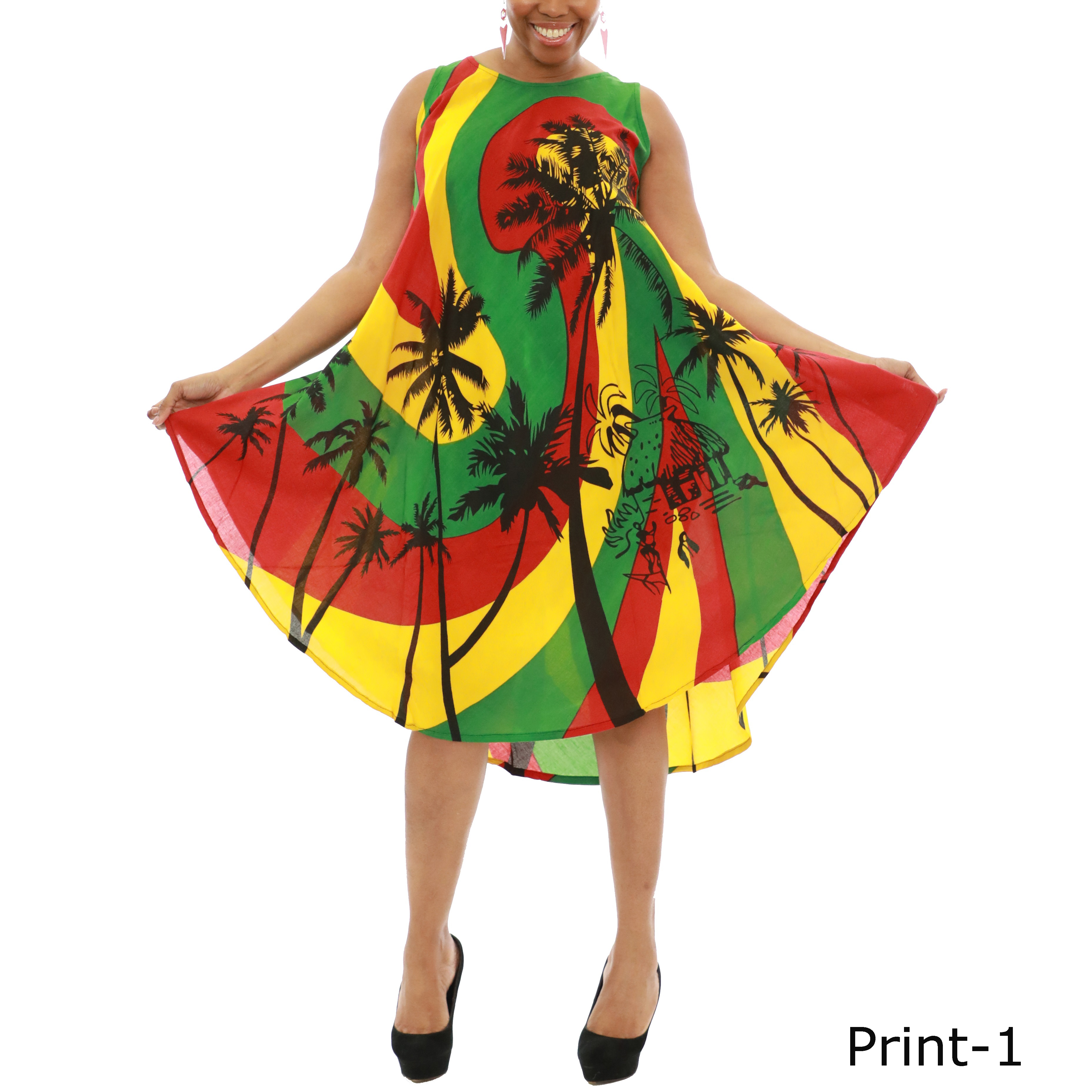 Floral Prints & Verbiage Sleeveless Summer Dresses - One Size Fits Most