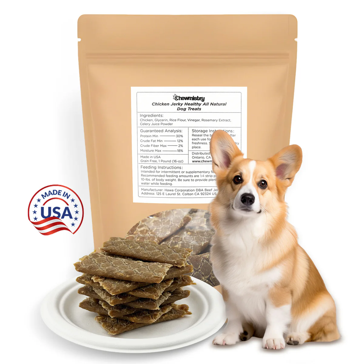 Chewmistry 16oz Chicken Jerky – 100% Real Chicken, High-Protein Dog Treat