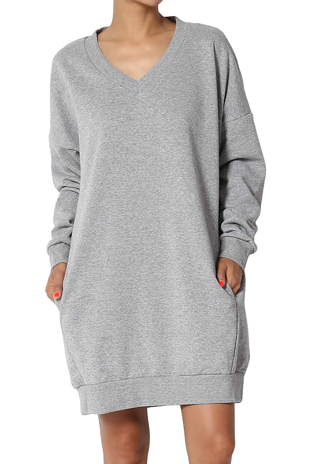 Women's Oversized Pullover Sweatshirt Dress - 12 Colors