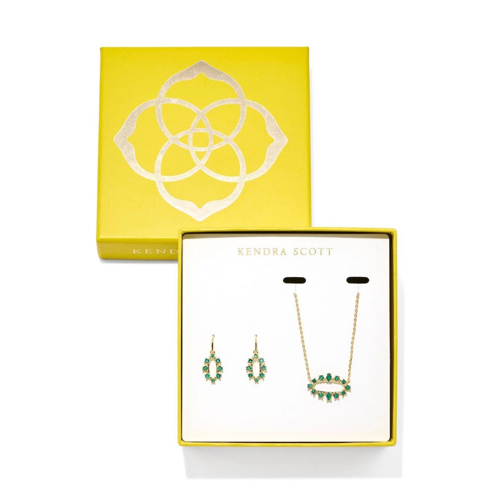 Kendra Scott Crystal Framed Eva Pendant and Emma Huggie Earring Set