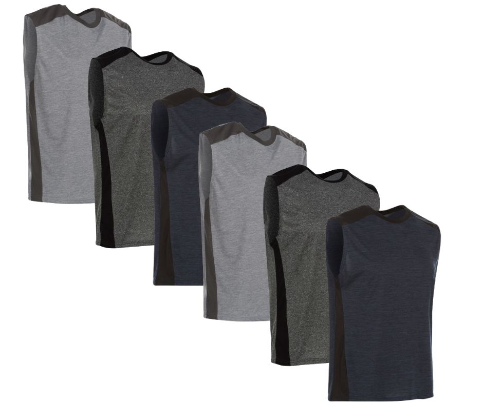 6-Pack: Men's Active Athletic Dry-Fit Performance Tank Tops