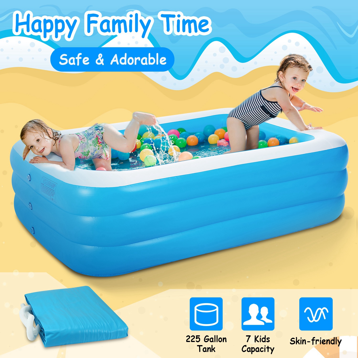 103*69*24in Inflatable Swimming Pools Family Swim Play Center Pool