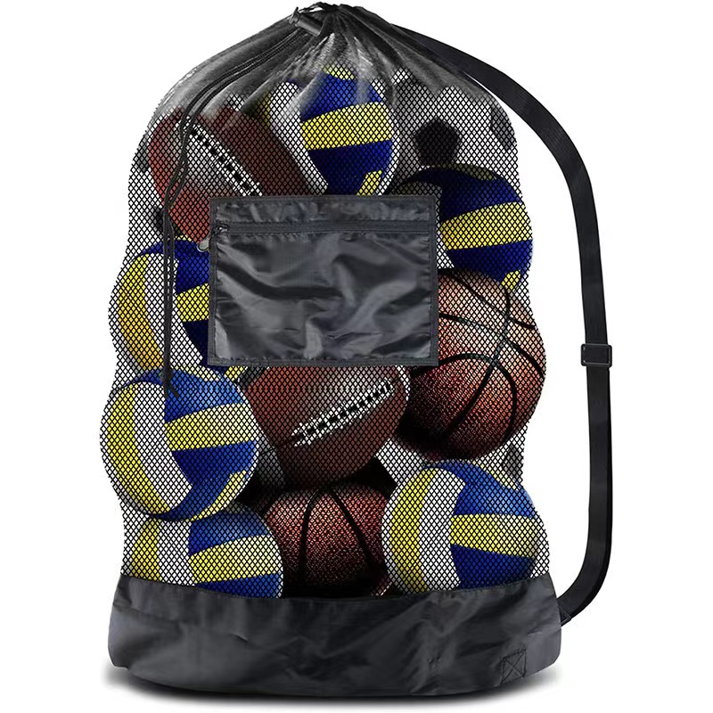 Sports Ball Bag Mesh Basketball Baseball Volleyball Ball Bag Heavy Duty Drawstring Bags With Shoulder Strap