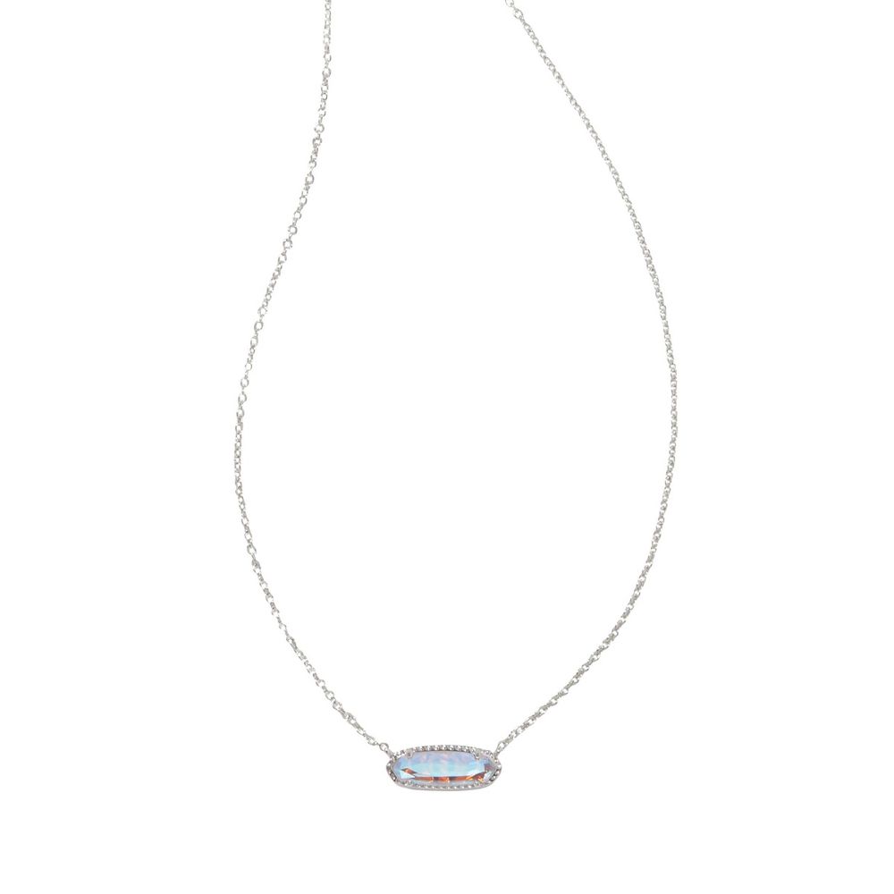 Kendra Scott Eva Dichroic Glass Rhodium Over Brass Pendant Necklace - Silve