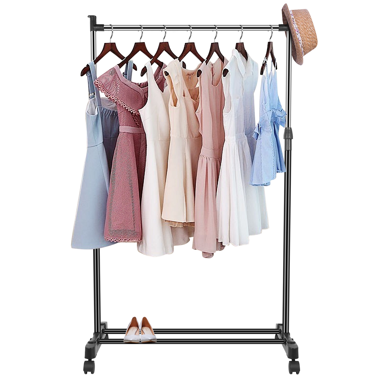 15kg/33lbs Garment Racks 3.12ft-4.80ft Height Adjustable Clothes Stand