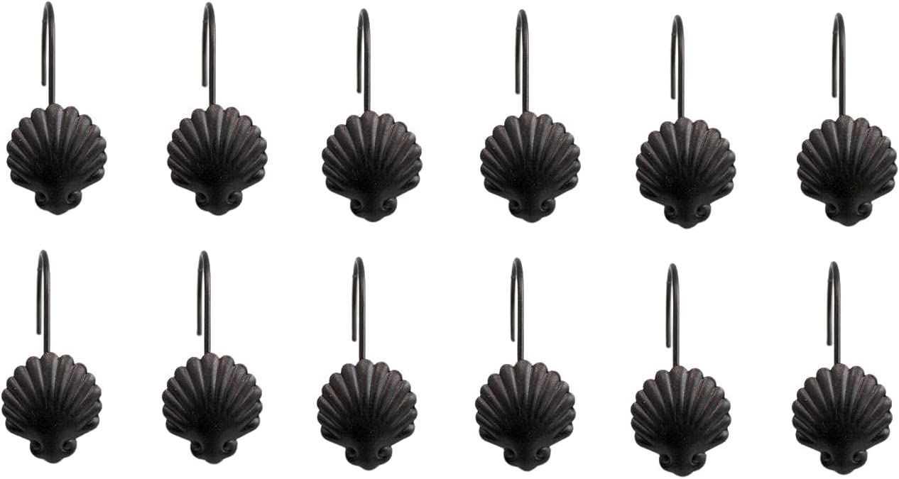 Seashell Shower Curtain Hooks Rings Hangers Set of 12 Bronze Finish