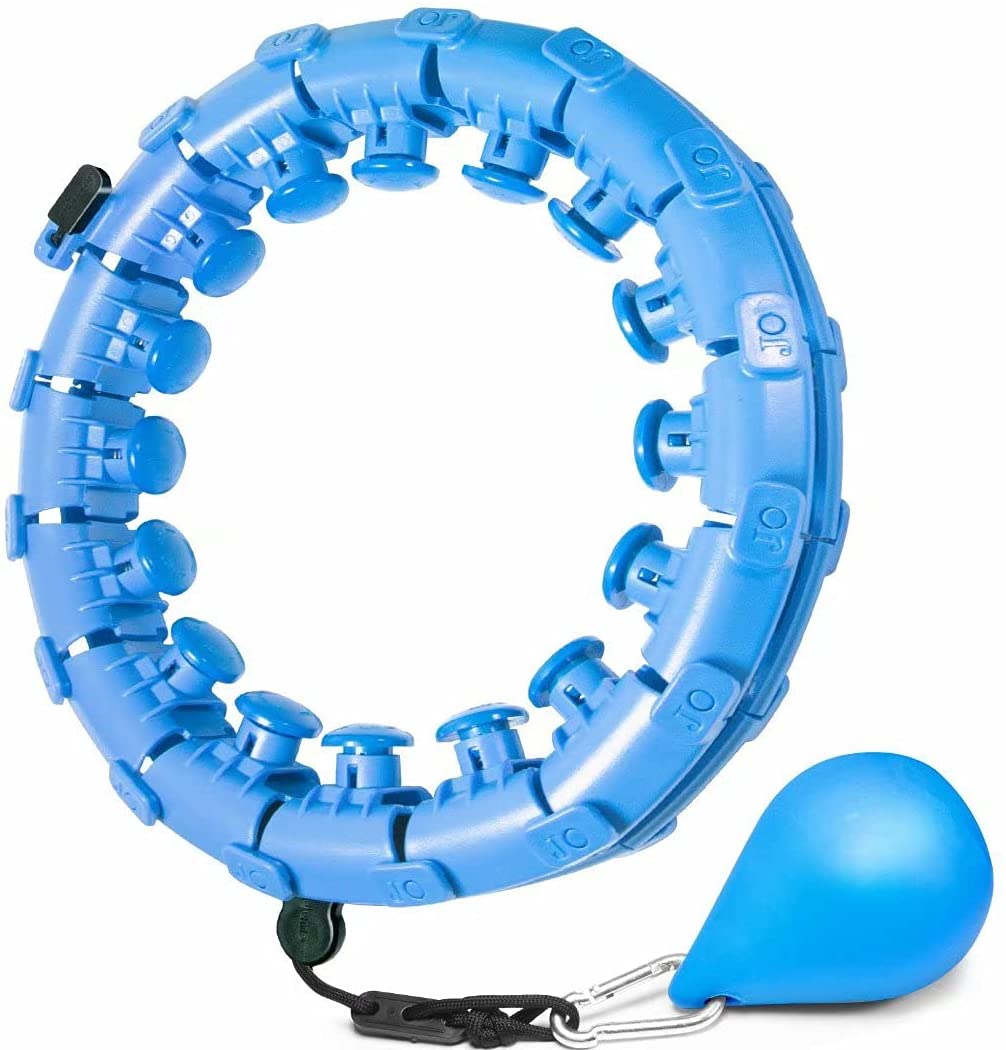 Weighted Exercise Fit Hoops Plus Size, 2 in 1 Weight Loss 24 Detachable Knots Hoops Adjustable Great for Adults and Beginners