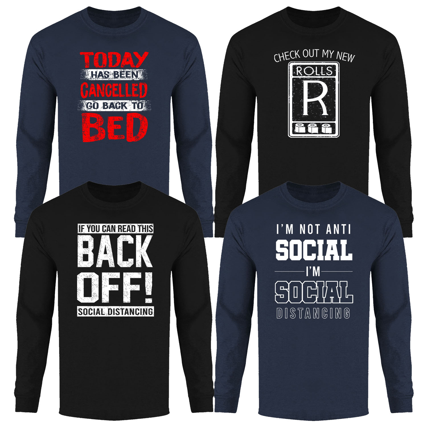 Men's Hilarious Social Distancing Long Sleeve Shirts
