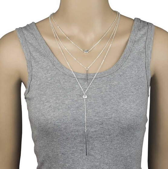 Light Blue or Natural Shell Multi Dots Necklace