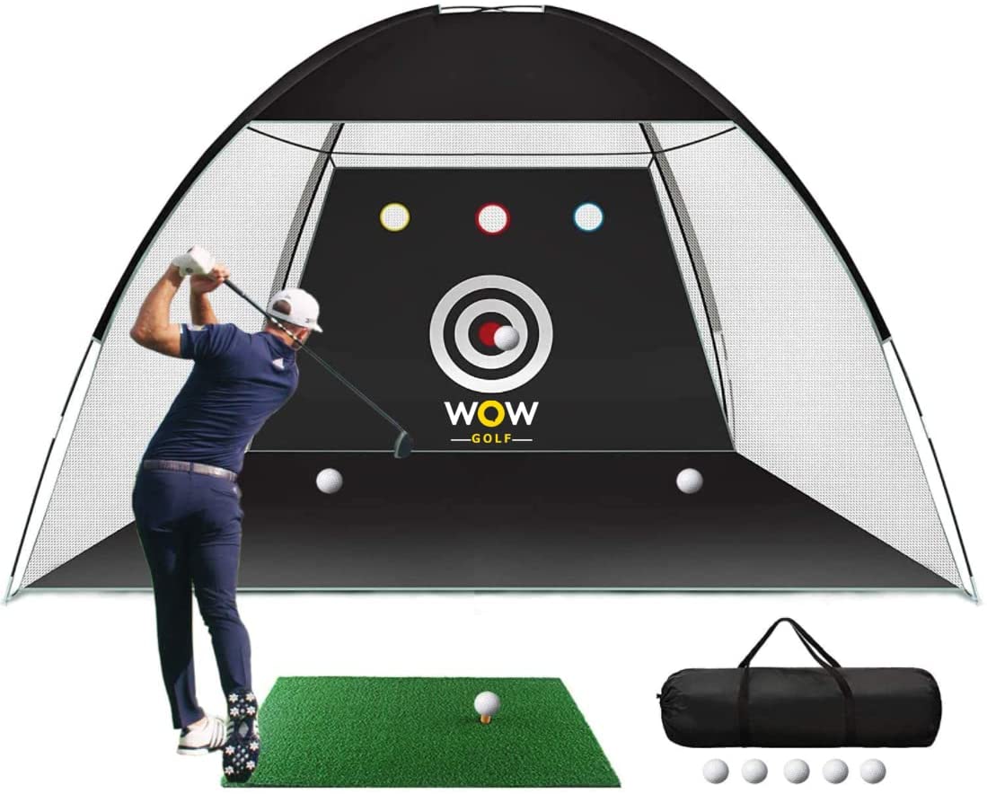 WOW PRO Golf Hitting Mats Premium Turf with Rubber Foam Padding Golf Mats  with Free Practice Net & Balls