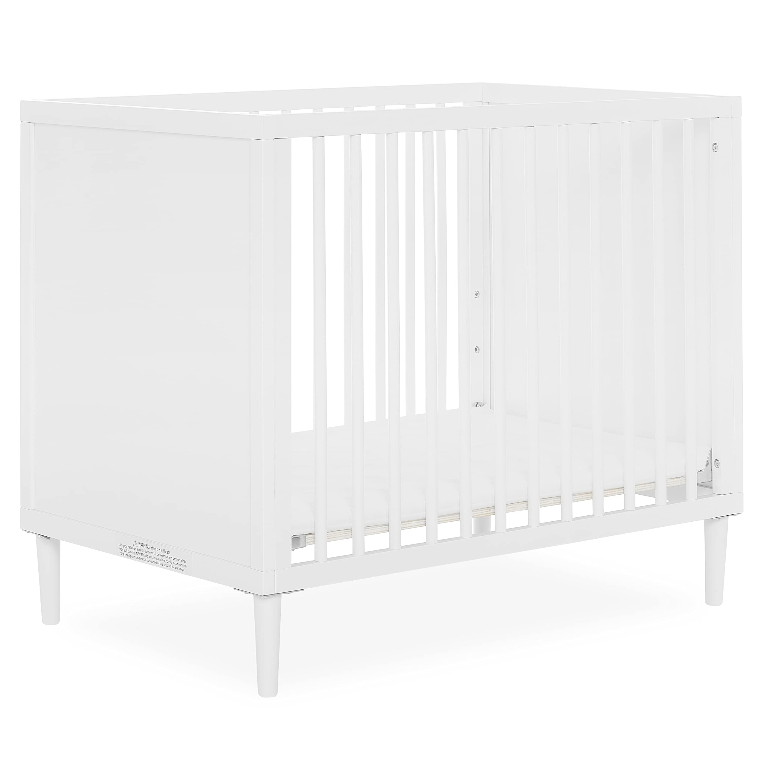 Dream On Me Lucas Mini Modern Crib with Rounded Spindles 39x25.5x33 White