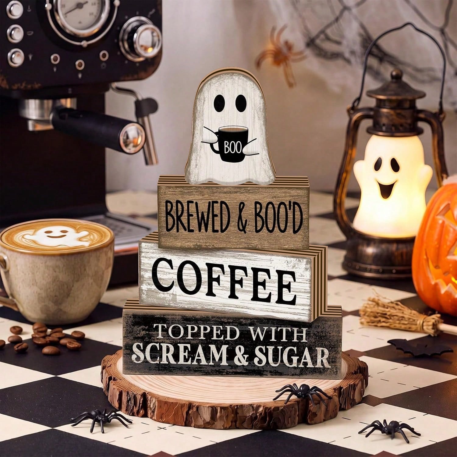 4-Pack Halloween Ghost Sign ornament Spooky For Home Kitchen Bar