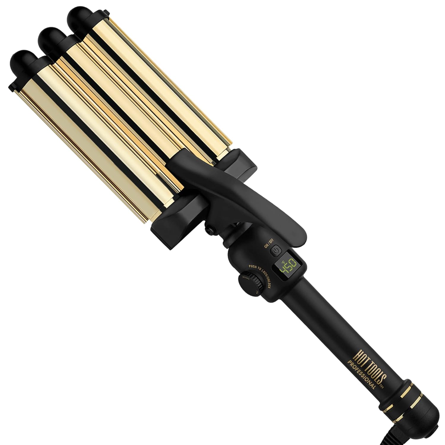 Refurbished Hot Tools Pro Artist 24K Gold Digital 3 Barrel Hair Waver | Long Lasting Defined Waves (Jumbo Size)