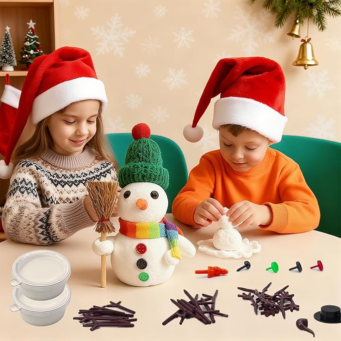 24 Pack Christmas Crafts – 267 Pcs DIY Clay Snowman Kit – Modeling Clay Snowman kit