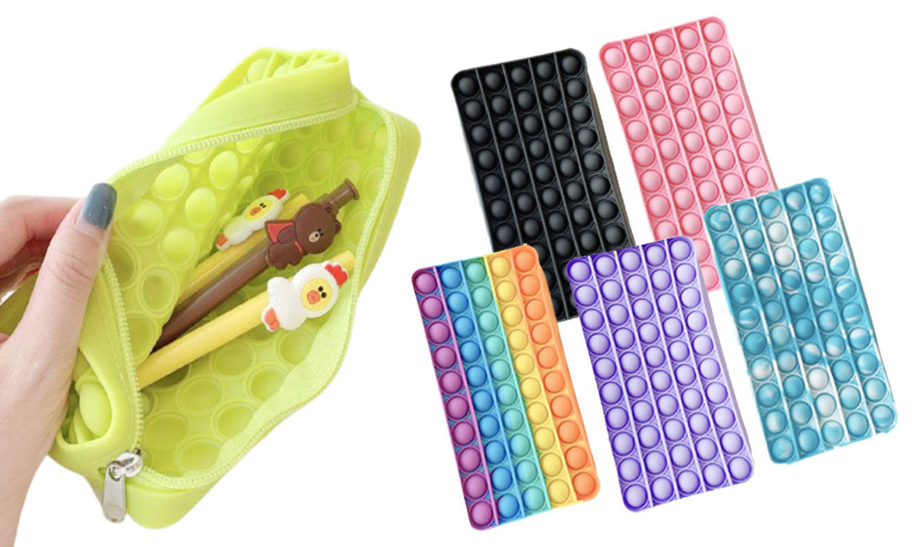 Pop Bubble Pencil Cases Stress Relieving Sensory Push Toy