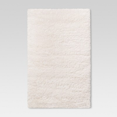 2'6"x3'10" Washable Plush Shag Accent Rug Cream - Room Essentials